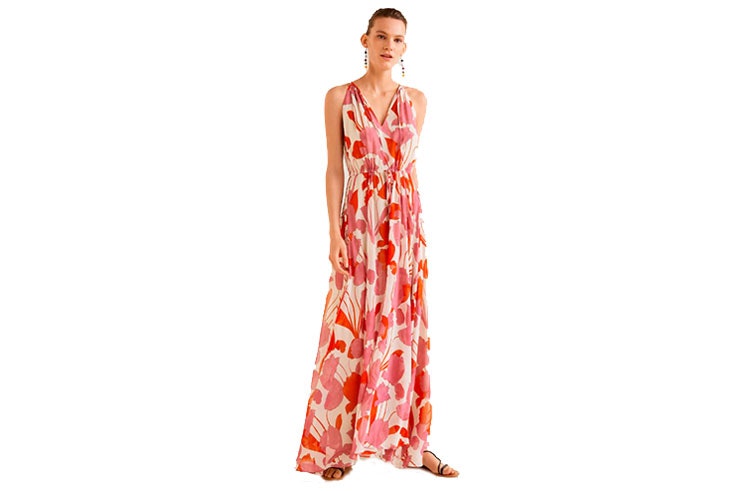 mango vestido largo flores