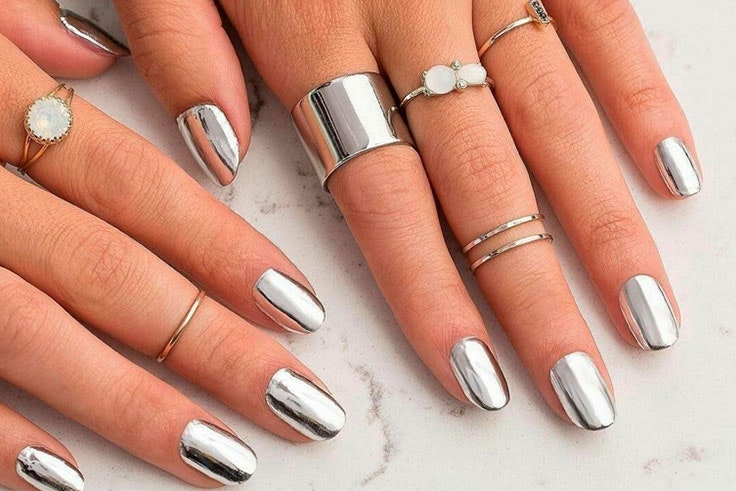uñas 2019 con efecto espejo 
