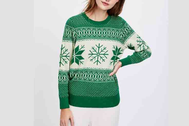jersey-navideno-verde-jacquard-estampado-blanco-oysho