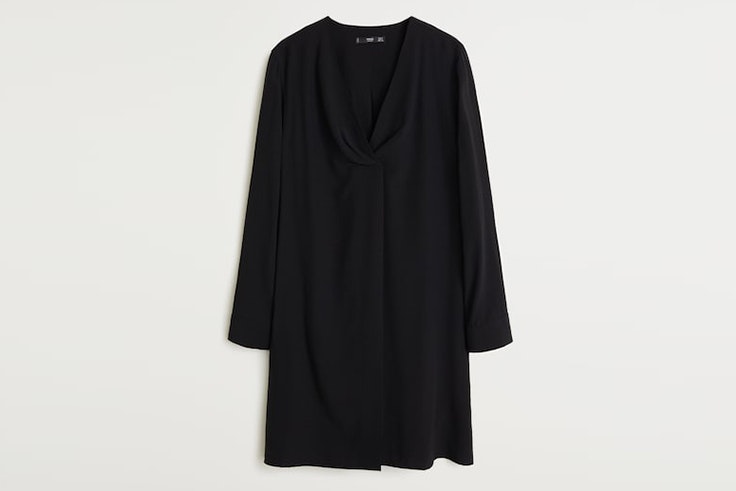 blusa larga cruzada negra mango