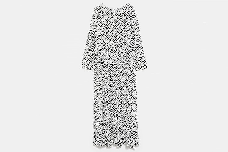 vestido largo estampado blanco zara