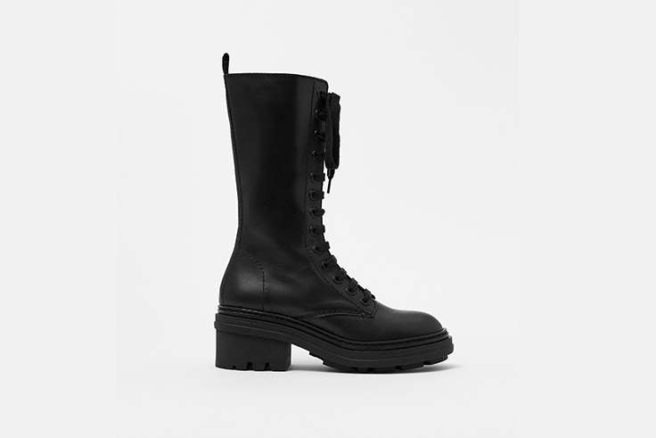 botas moteras de piel con cordones caña alta bimba y lola botas de invierno