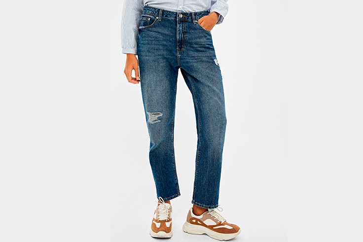 Pantalón vaquero ancho con detalles desgastados de Springfield 