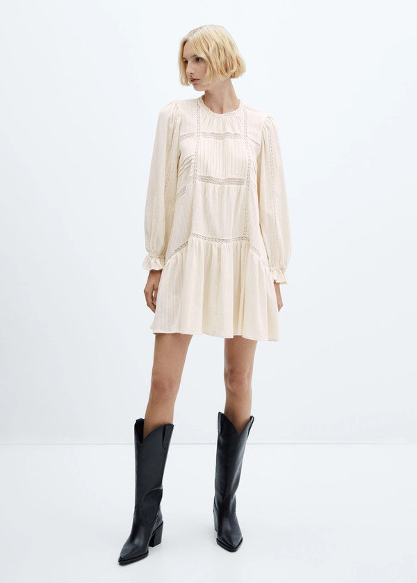 vestido abullonado mango