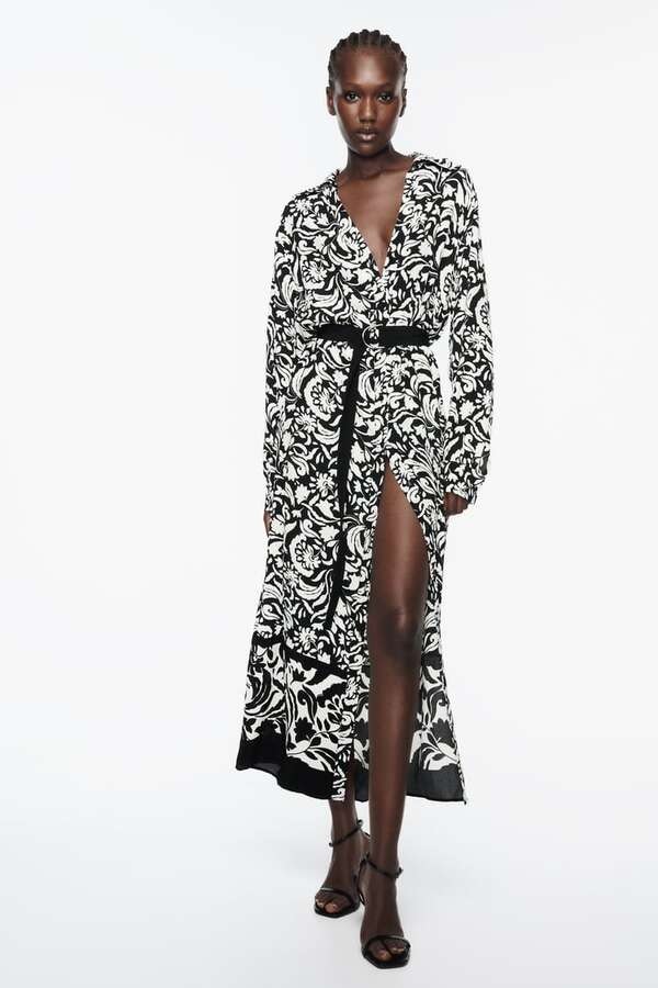 vestido camisero estampado otoñp zara