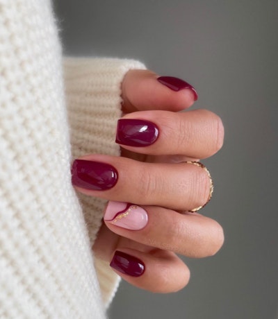nails otoño rojo cherry