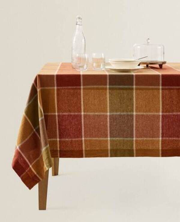 Mantel lino de cuadros zara home