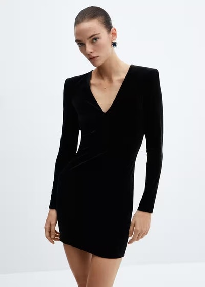 vestido elegante mango negro